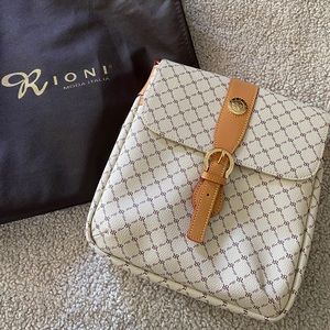 Rioni Cream and Tan Monogram Crossbody Bag